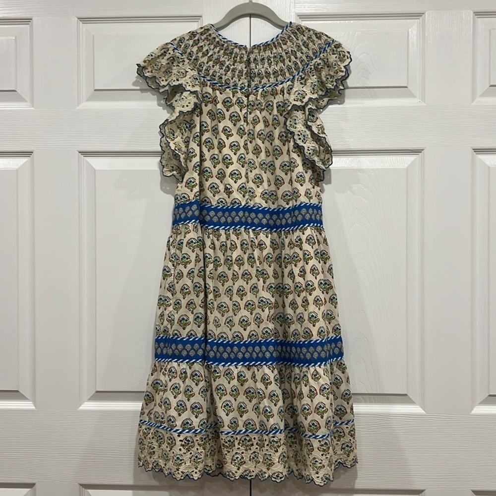 Elizabeth James The Label Karma Dress Eyelet Smocked Cotton Womens Size Medium - Picture 2 of 10